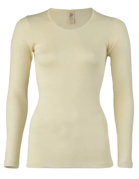 Shirt Langarm Cremeweiß Damen Merino Schurwolle Engel Natur