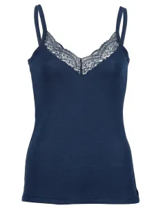 Damen Top Navy mit Spitze Seide Wolle Engel Natur 2