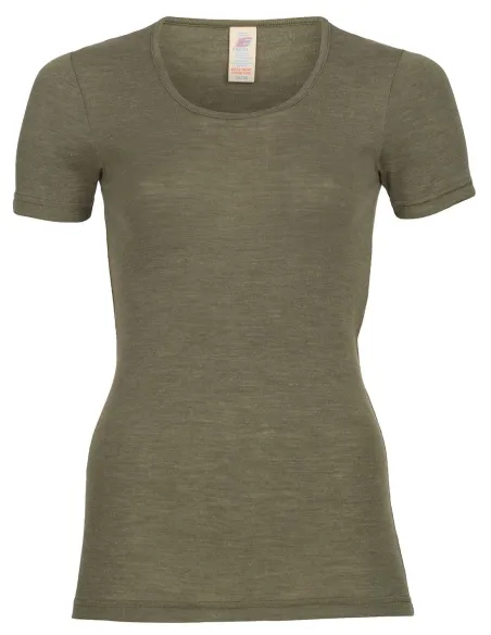 Damen Shirt Kurzarm Seide Wolle Engel Natur