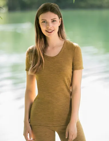 T-Shirt Damen Merino Schurwolle Engel Natur