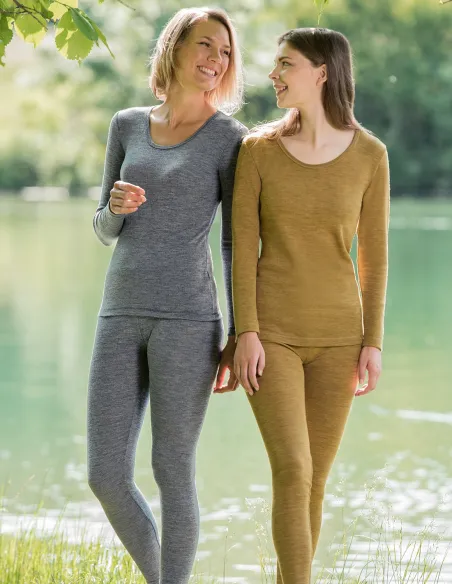 Shirt Langarm Damen Merino Schurwolle Engel Natur