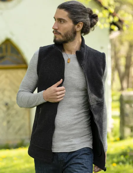 Herren-Weste tailliert Merino Schurwolle Fleece Engel Natur