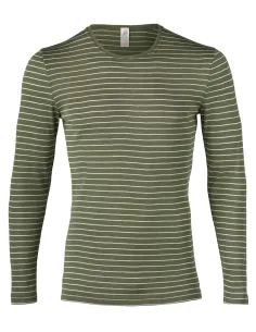 Herren Shirt Gestreift Langarm Seide Wolle Engel Natur 2