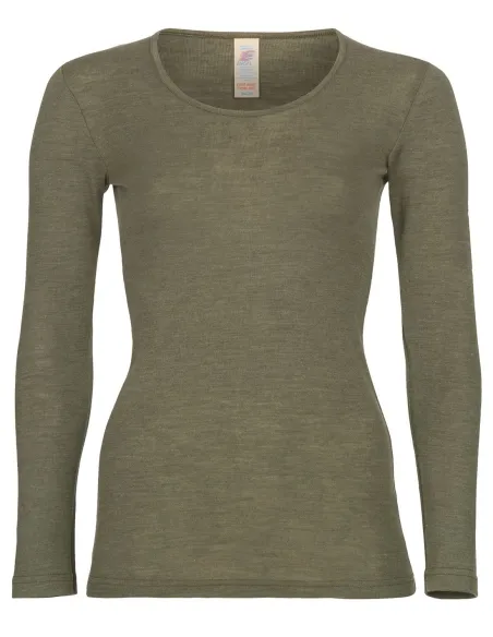 Damen Shirt Langarm Seide Wolle Engel Natur