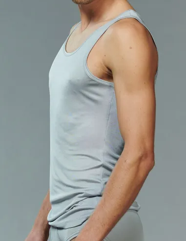 Herren Seiden-Unterhemd Grau Kokon Zwo