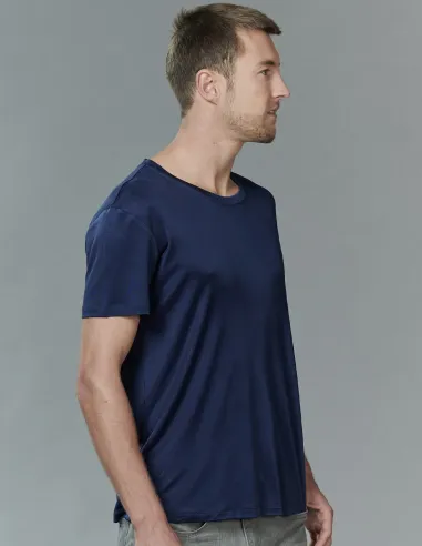 Herren T-Shirt aus Seide Dunkelblau Kokon Zwo
