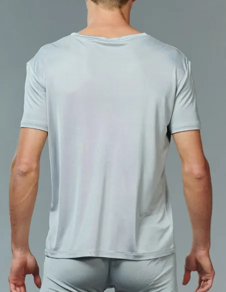Herren T-Shirt aus Seide Grau Kokon Zwo
