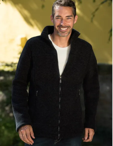 Fleece-Jacke tailliert Herren Merino Schurwolle Engel Natur