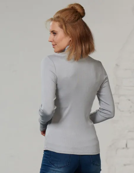 Rollkragenshirt Seidenrippe Langarmshirt Kokon Zwo