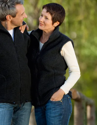 Damen-Weste tailliert Merino Schurwolle Fleece Engel Natur