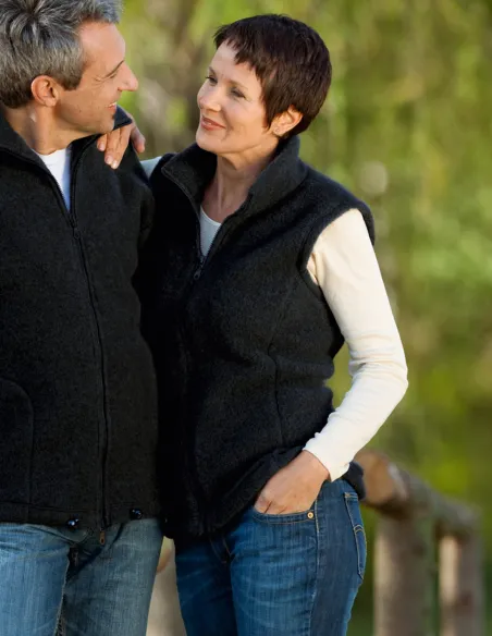 Damen-Weste tailliert Merino Schurwolle Fleece Engel Natur