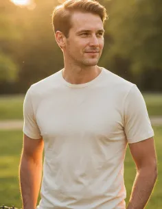T-Shirt Weiß Herren Merino Schurwolle Engel Natur