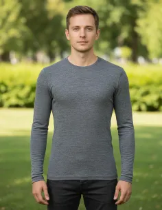 Shirt Langarm Herren Merino Schurwolle Engel Natur