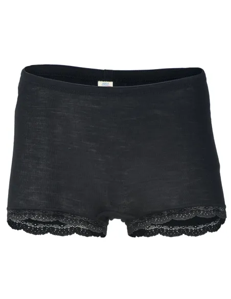Damen Pants mit Spitzenabschluss Seide Wolle Engel Natur
