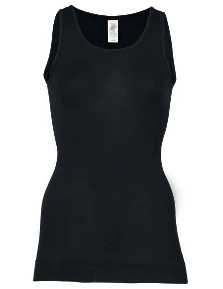 Damen Longshirt Ärmellos Seide Wolle Engel Natur