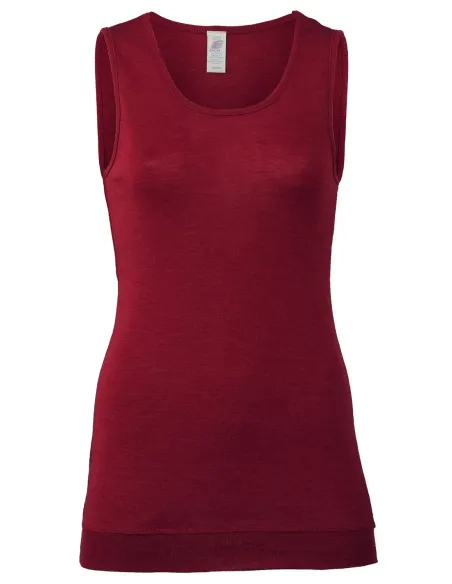 Damen Longshirt Ärmellos Seide Wolle Engel Natur