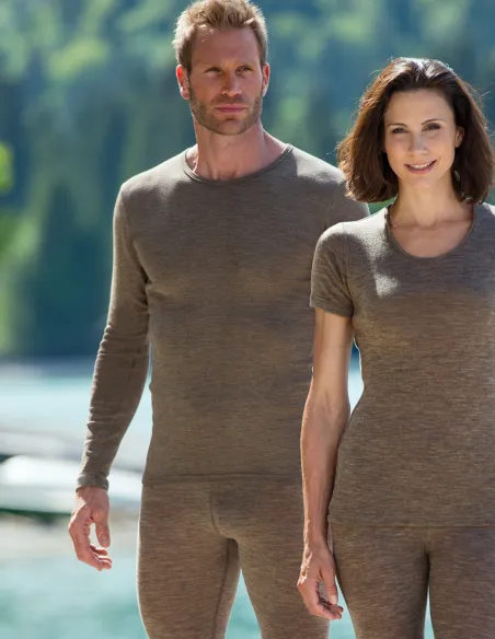 Herren Shirt Langarm Seide Wolle Engel Natur