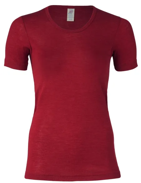 Damen Shirt Kurzarm Seide Wolle Engel Natur