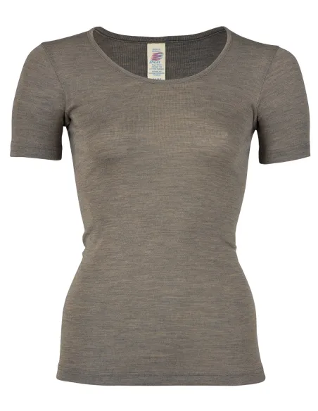 Damen Shirt Kurzarm Seide Wolle Engel Natur