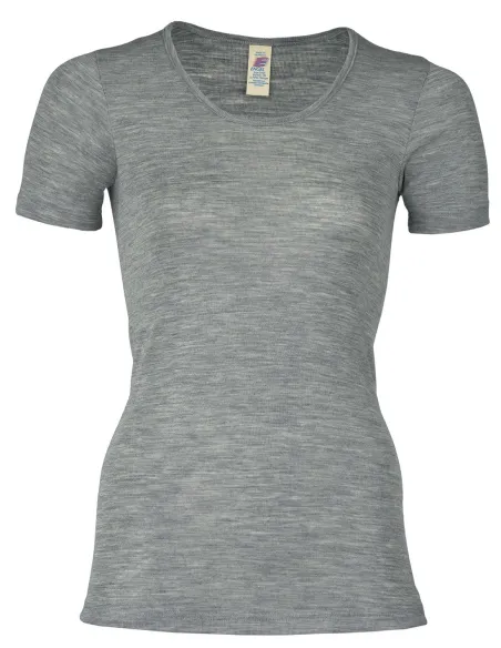 Damen Shirt Kurzarm Seide Wolle Engel Natur