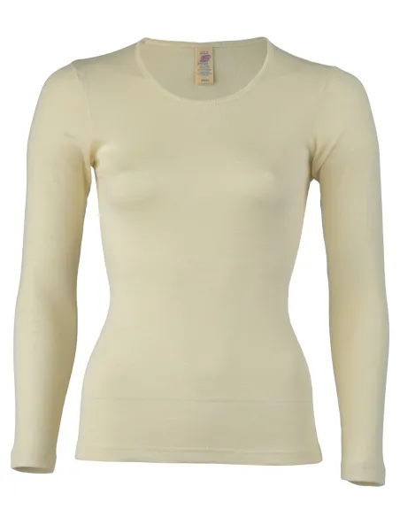Damen Shirt Langarm Seide Wolle Engel Natur
