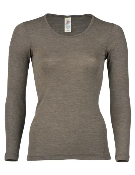 Damen Shirt Langarm Seide Wolle Engel Natur