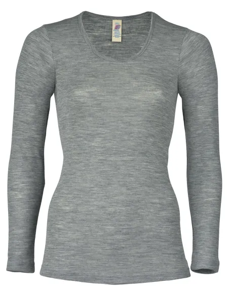 Damen Shirt Langarm Seide Wolle Engel Natur