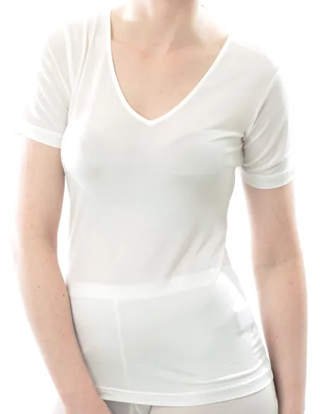 Seiden Damen T-Shirt mit V-Ausschnit Alkena