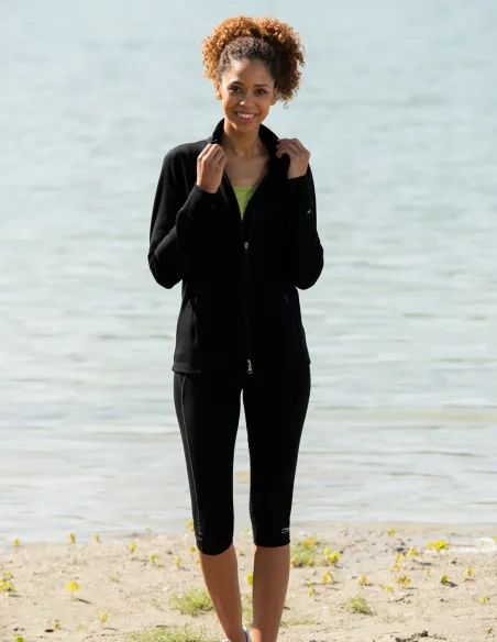 Engel Sports Damen Zipjacke mit Stehkragen Seide Merinowolle
